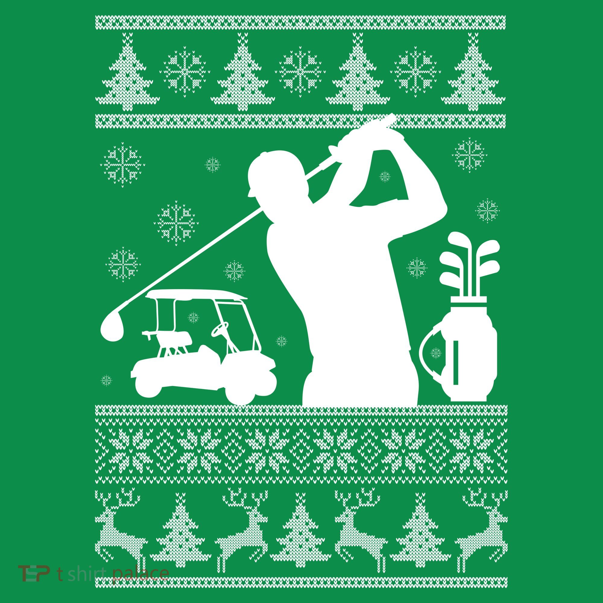 Golfing Fan Ugly Christmas Sweater Button