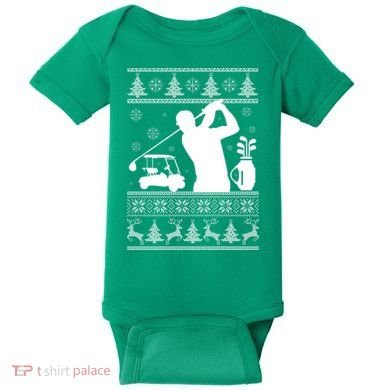 Golfing Fan Ugly Christmas Sweater Baby Bodysuit