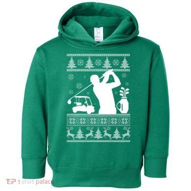 Golfing Fan Ugly Christmas Sweater Toddler Hoodie