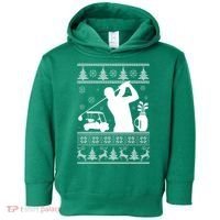 Golfing Fan Ugly Christmas Sweater Toddler Hoodie thumb 0