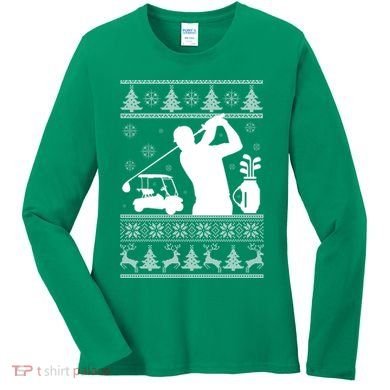 Golfing Fan Ugly Christmas Sweater Women's Long Sleeve Shirt