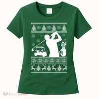 Golfing Fan Ugly Christmas Sweater Women's T-Shirt thumb 0