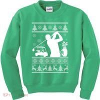 Golfing Fan Ugly Christmas Sweater Kids Sweatshirt thumb 0
