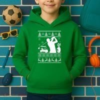 Golfing Fan Ugly Christmas Sweater Kids Hoodie thumb 2