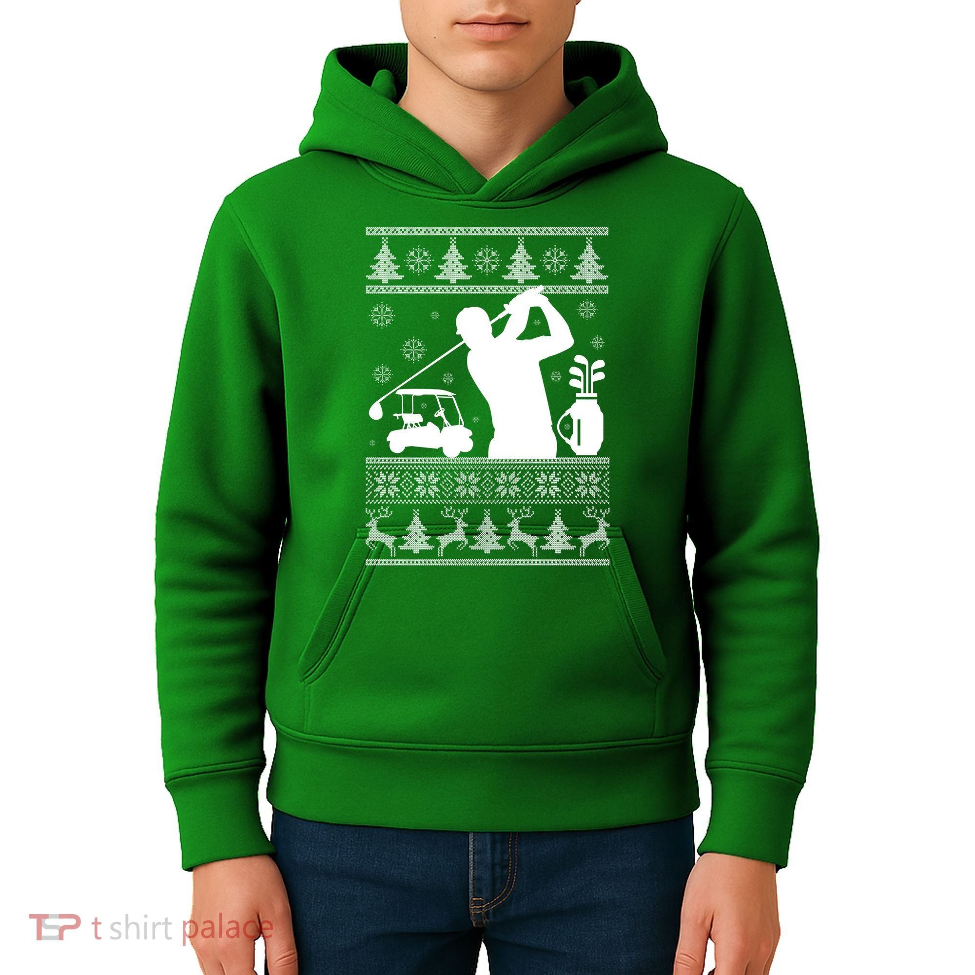 Golfing Fan Ugly Christmas Sweater Kids Hoodie