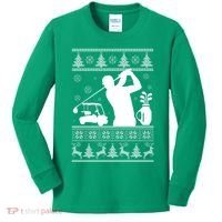 Golfing Fan Ugly Christmas Sweater Kids Long Sleeve Shirt thumb 0