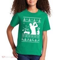 Golfing Fan Ugly Christmas Sweater Kids T-Shirt thumb 2