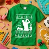 Golfing Fan Ugly Christmas Sweater Kids T-Shirt thumb 3