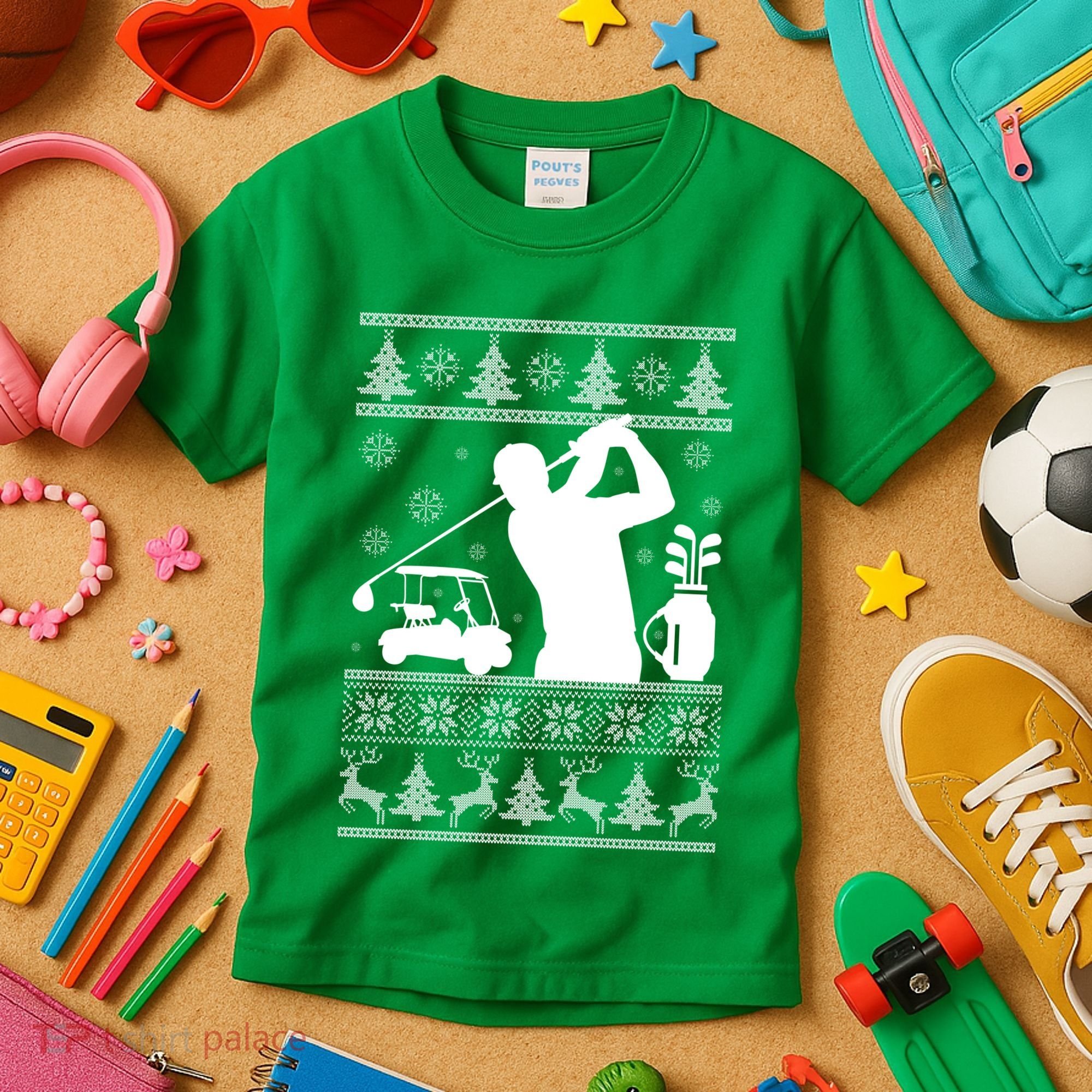 Golfing Fan Ugly Christmas Sweater Kids T-Shirt