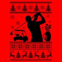 Golfing Fan Ugly Christmas Sweater Santa Hat thumb 1