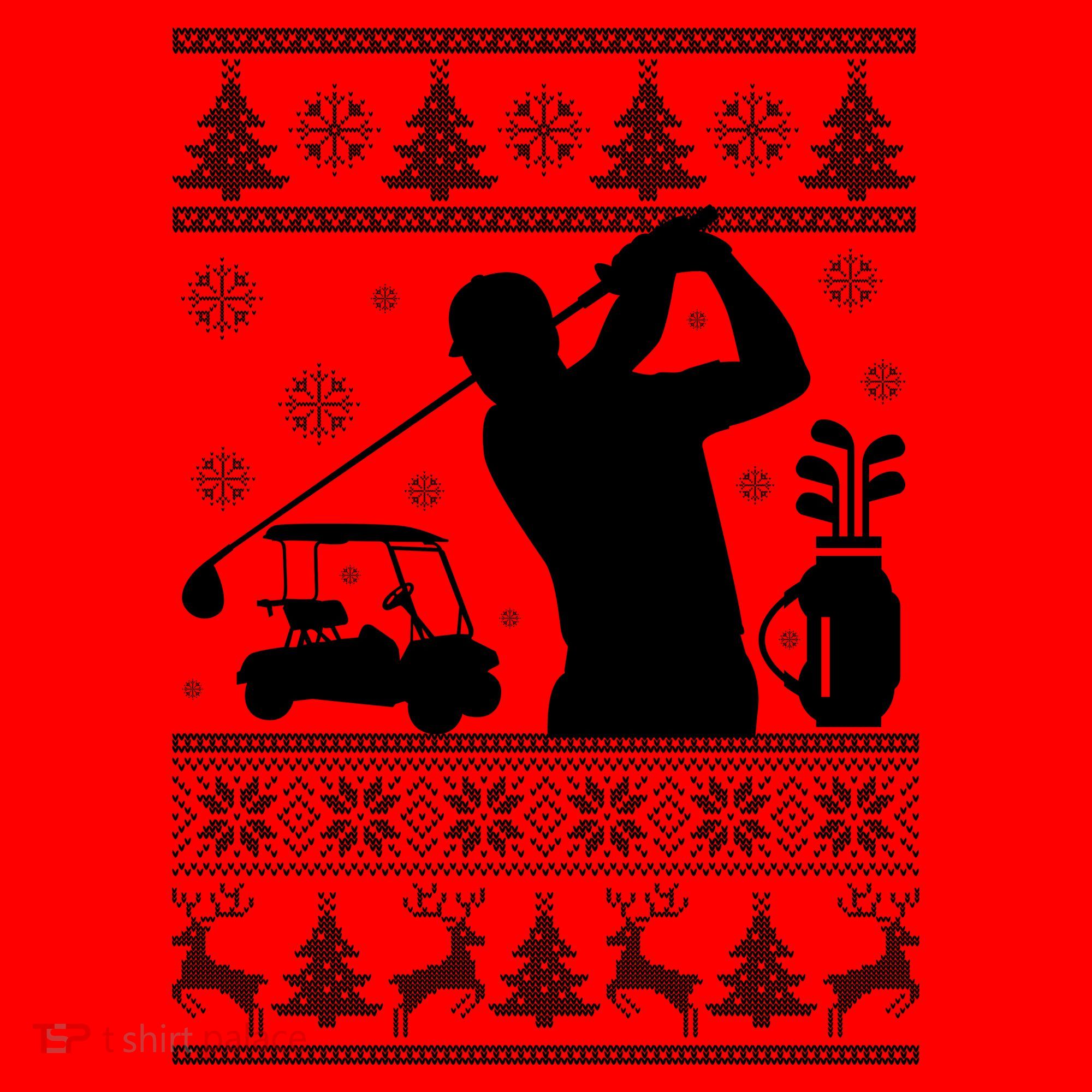 Golfing Fan Ugly Christmas Sweater Santa Hat