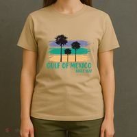 Gulf Of Mexico Since 1672 Retro Vintage Tree Art T-Shirt thumb 4