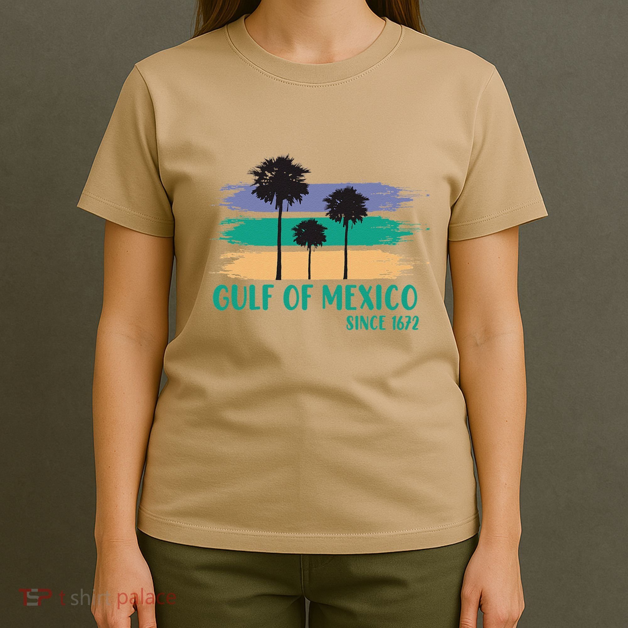 Gulf Of Mexico Since 1672 Retro Vintage Tree Art T-Shirt