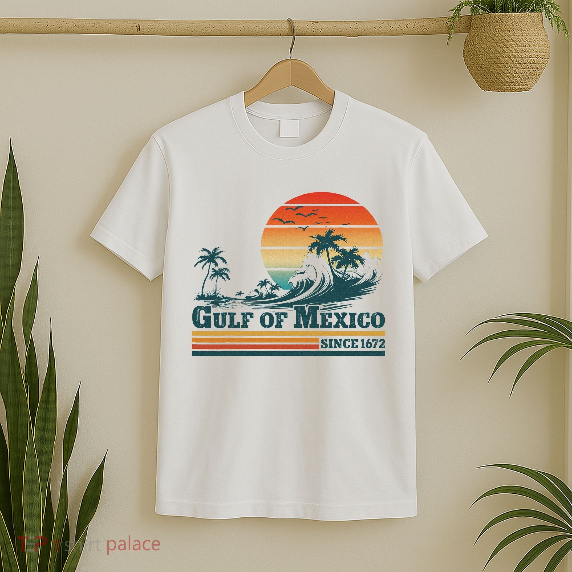 Gulf Of Mexico Since 1672 Vintage Sunset Beach T-Shirt
