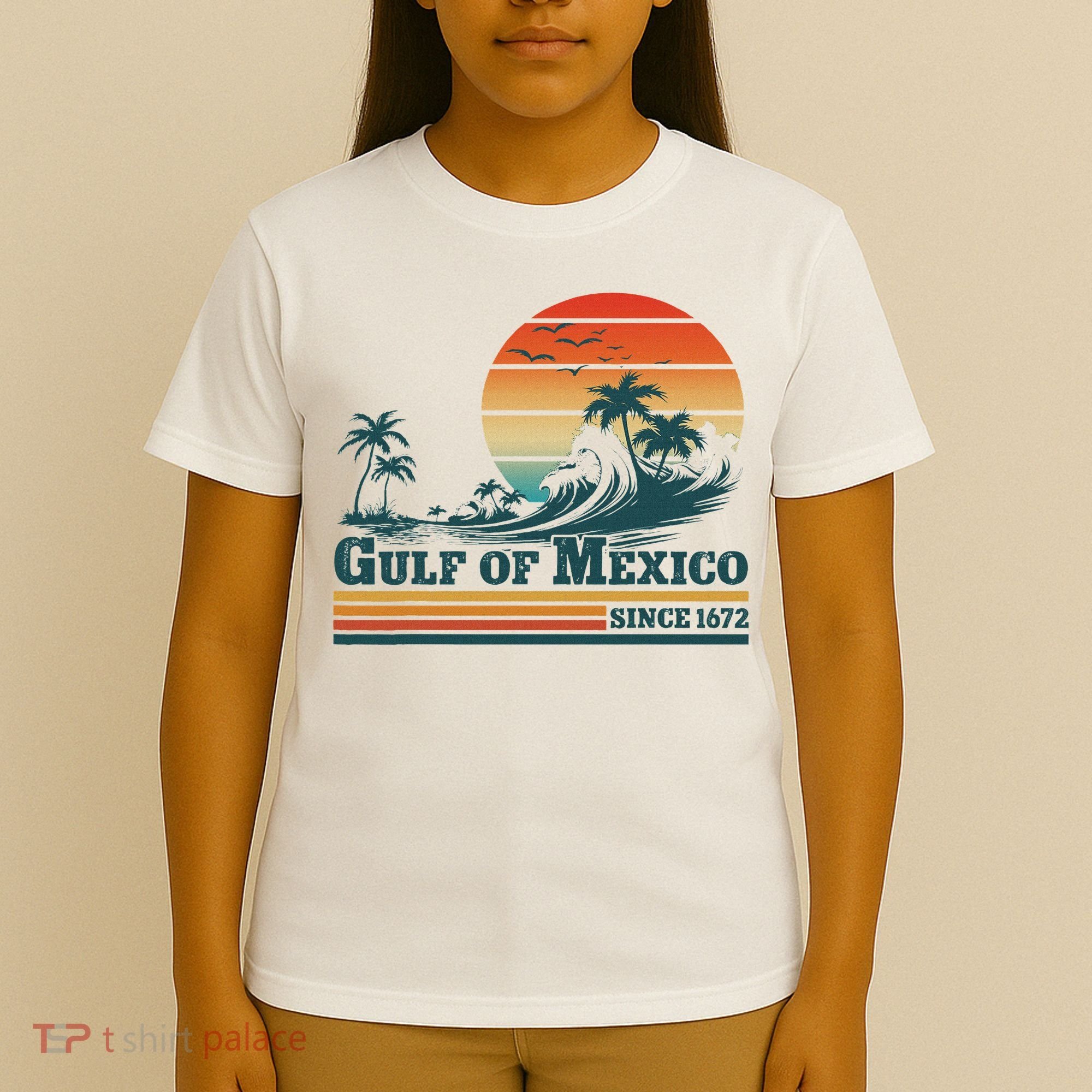 Gulf Of Mexico Since 1672 Vintage Sunset Beach T-Shirt