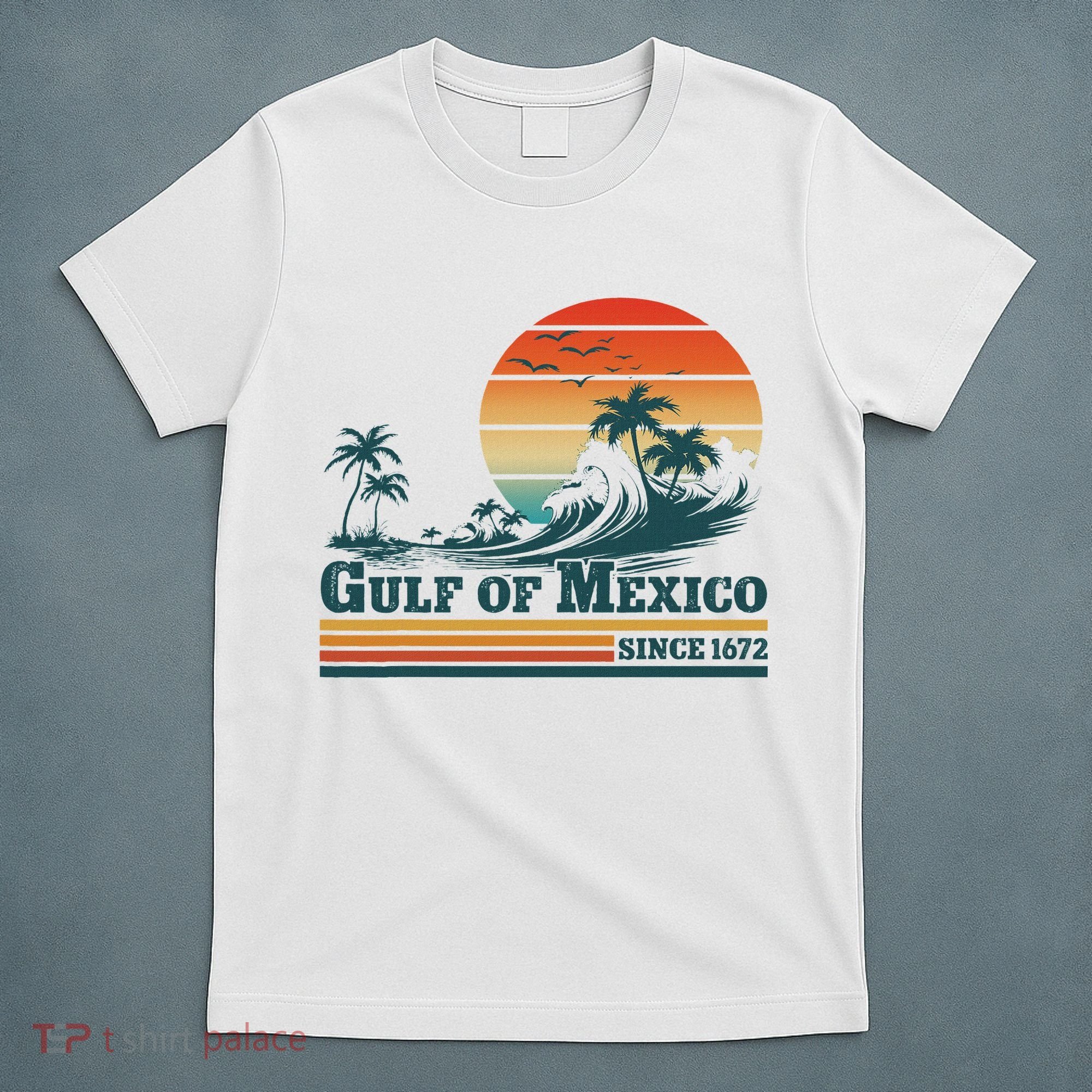 Gulf Of Mexico Since 1672 Vintage Sunset Beach T-Shirt