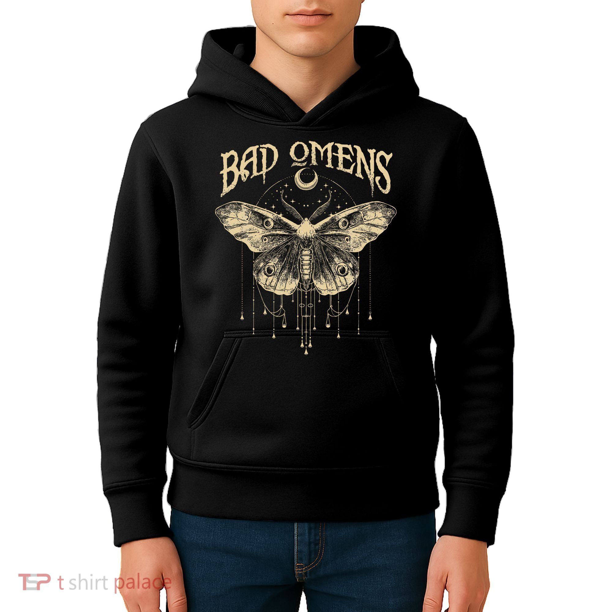 Graphic Omens Music 80s 90s Bad Classic Moths And Moons Kids Hoodie