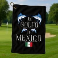 Golf Of Mexico Marlin El Golfo De MéXico Dolphin Flag Golf Towel thumb 1