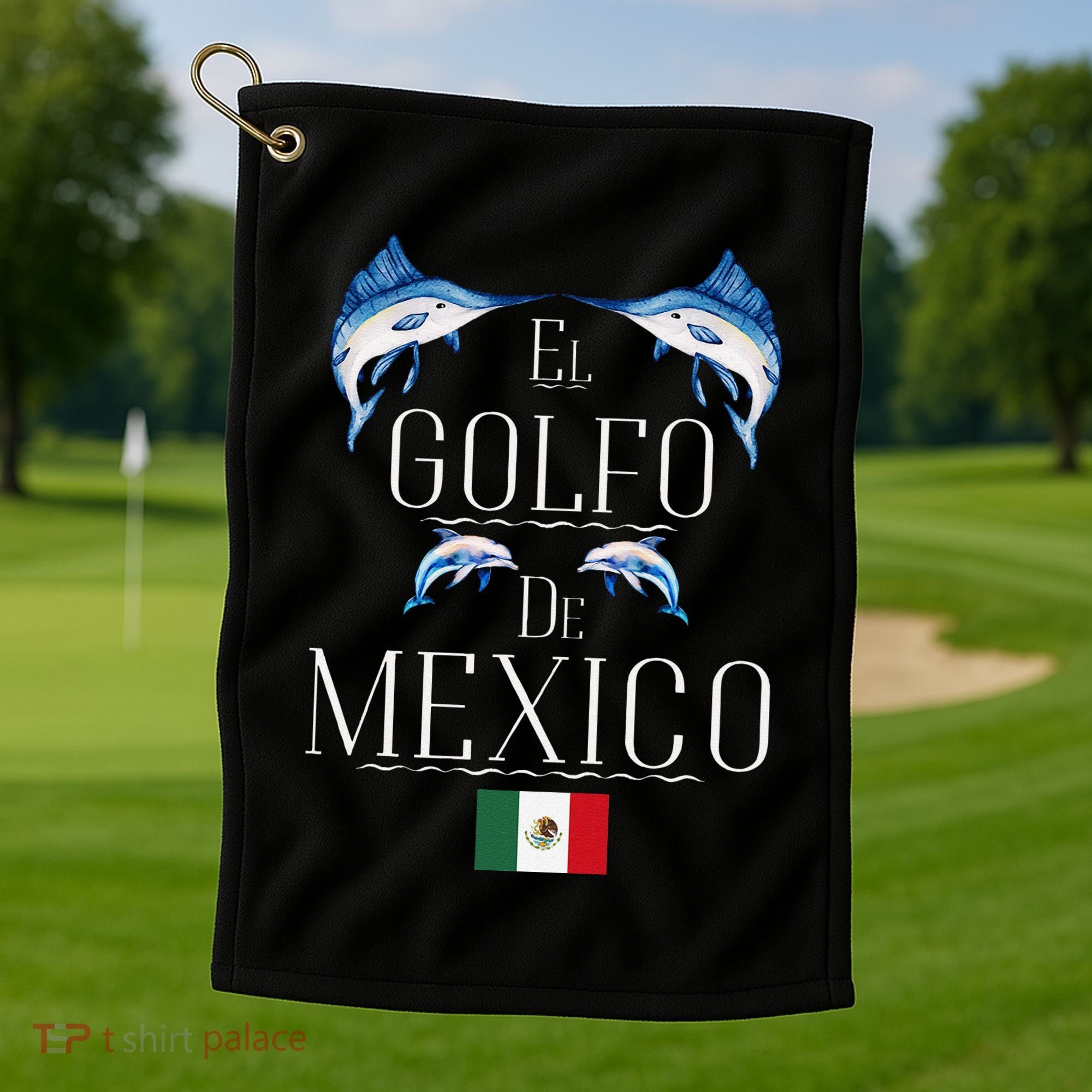 Golf Of Mexico Marlin El Golfo De MéXico Dolphin Flag Golf Towel