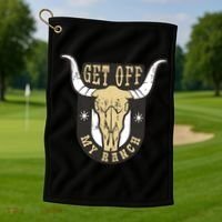 Get Off My Ranch Bull Golf Towel thumb 1