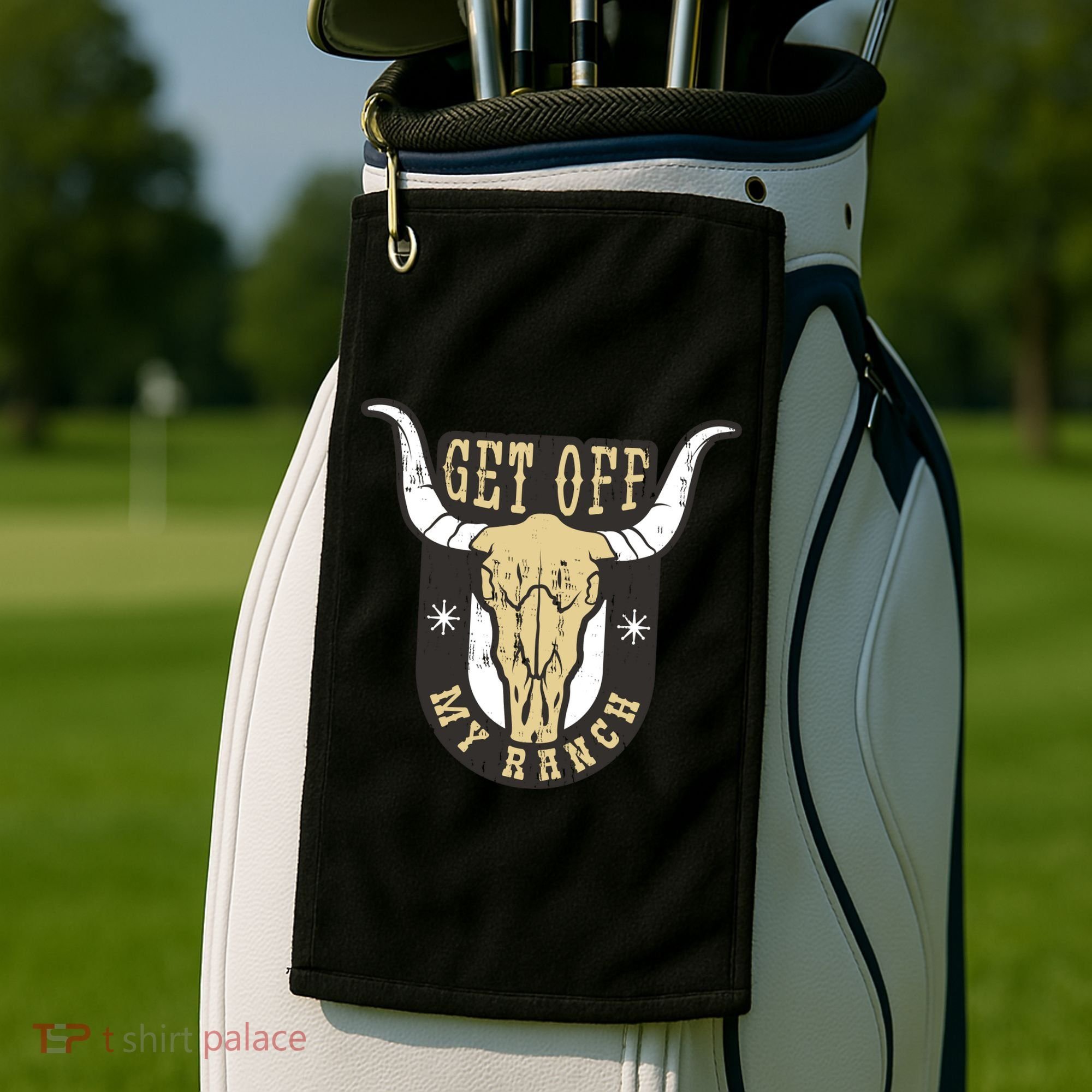 Get Off My Ranch Bull Golf Towel