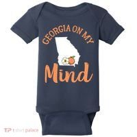 Georgia On My Mind GA Atlanta Peach Funny Southern State Baby Bodysuit thumb 0