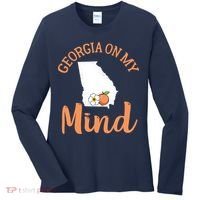 Georgia On My Mind GA Atlanta Peach Funny Southern State Women's Long Sleeve Shirt thumb 0