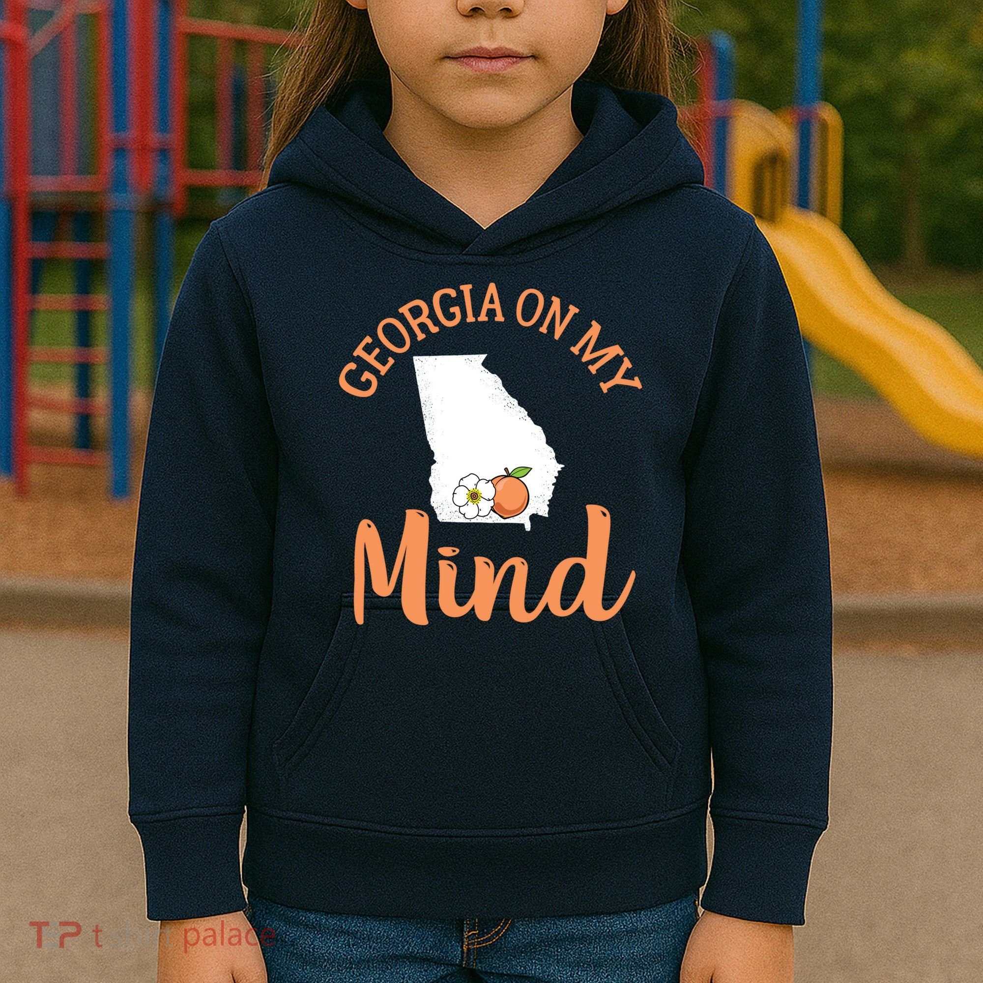 Georgia On My Mind GA Atlanta Peach Funny Southern State Kids Hoodie