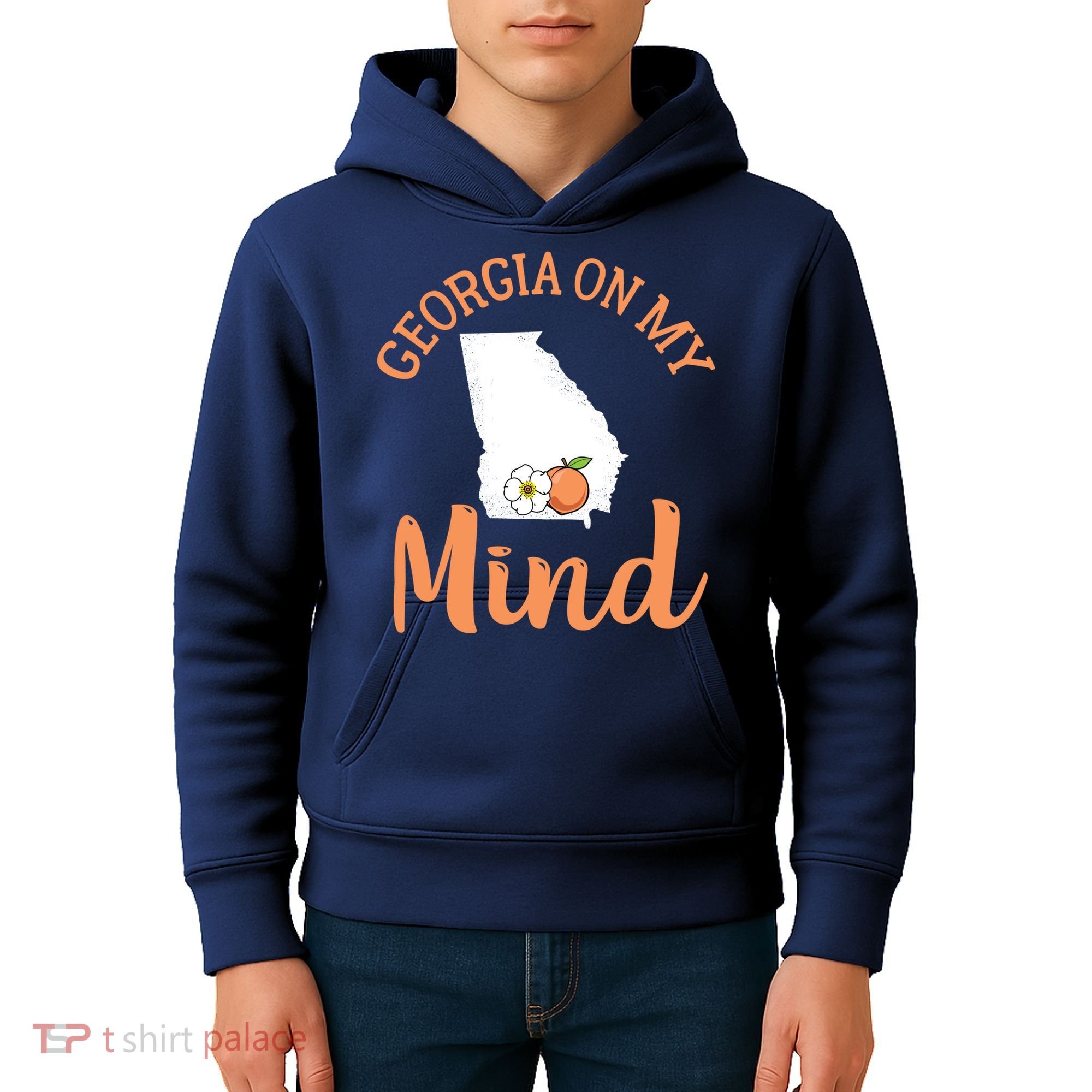 Georgia On My Mind GA Atlanta Peach Funny Southern State Kids Hoodie