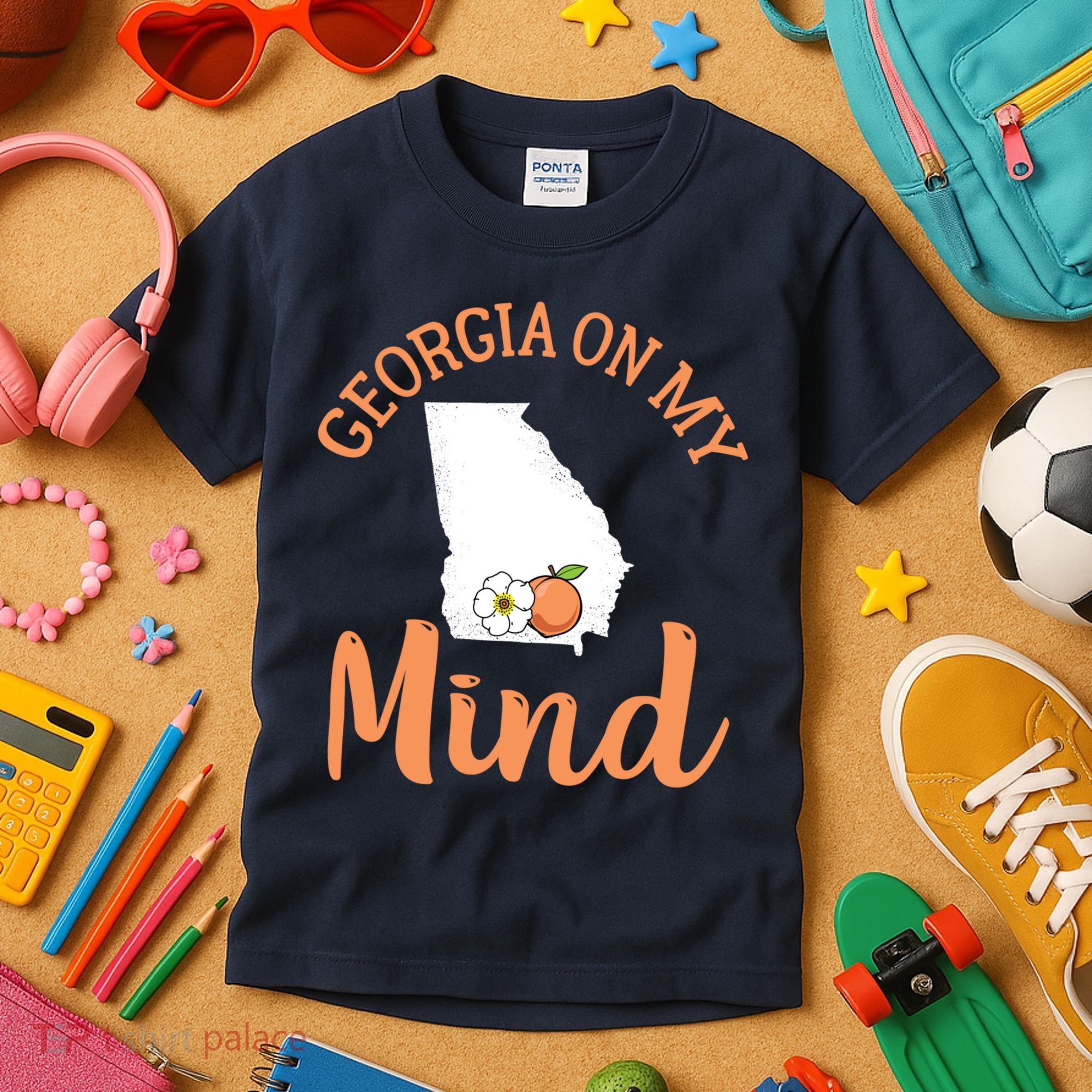 Georgia On My Mind GA Atlanta Peach Funny Southern State Kids T-Shirt