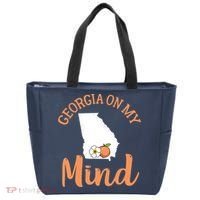 Georgia On My Mind GA Atlanta Peach Funny Southern State Tote Bag thumb 0