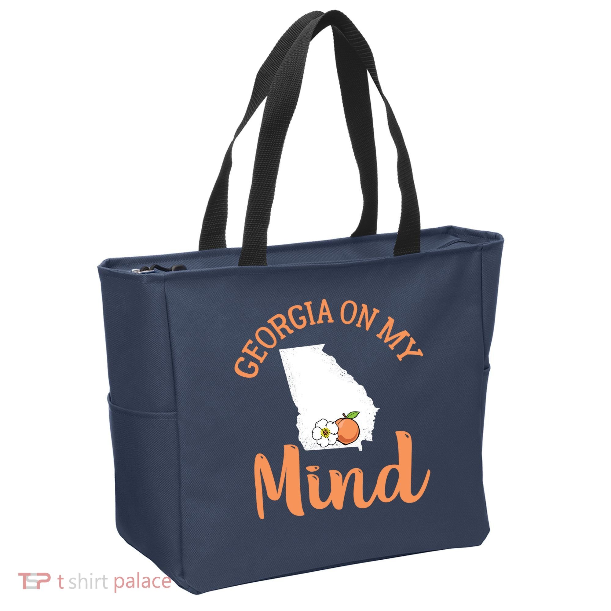Georgia On My Mind GA Atlanta Peach Funny Southern State Tote Bag