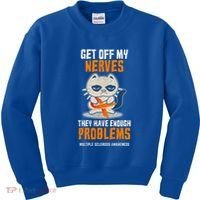 Get Off My Nerves Funny Multiple Sclerosis Awareness Gift Kids Sweatshirt thumb 0