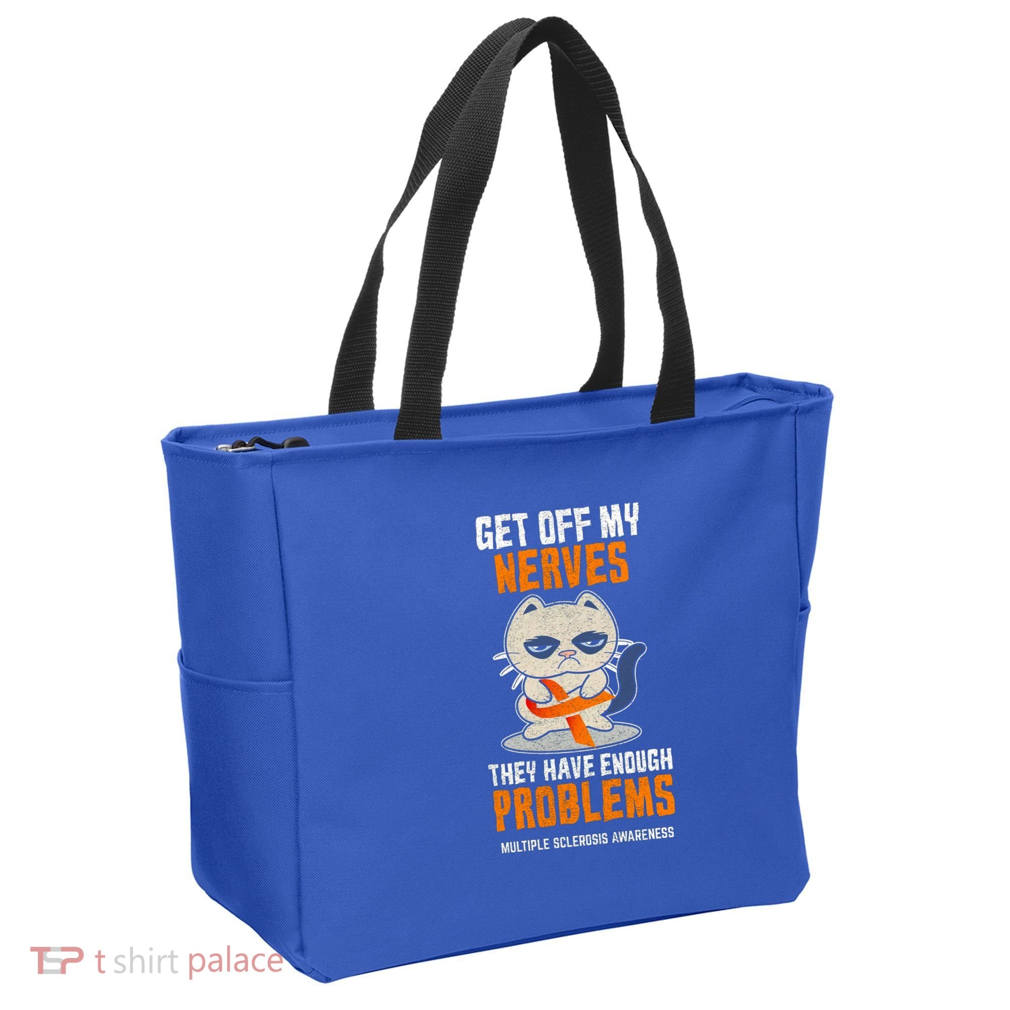 Get Off My Nerves Funny Multiple Sclerosis Awareness Gift Tote Bag