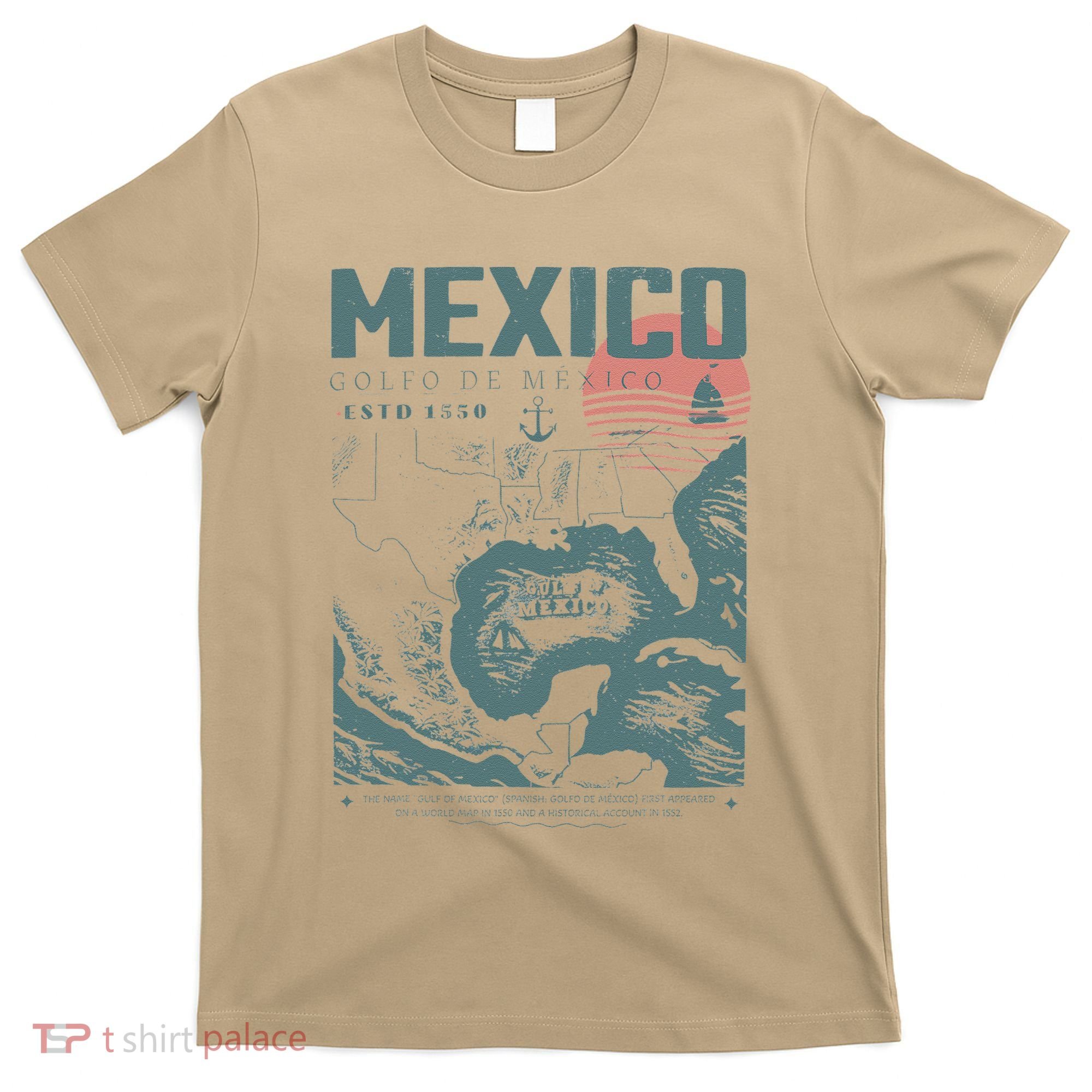 Gulf Of Mexico Vintage Map Nautical Ocean Adventure T-Shirt