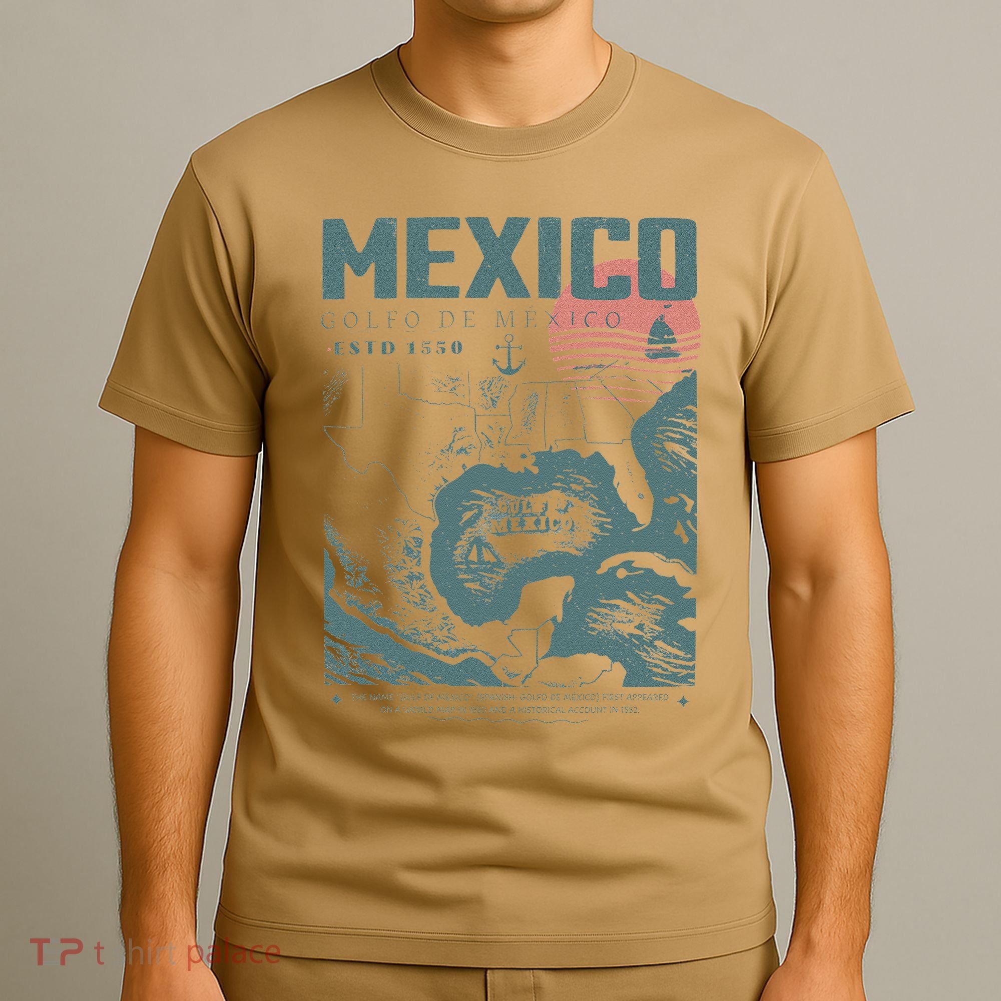 Gulf Of Mexico Vintage Map Nautical Ocean Adventure T-Shirt