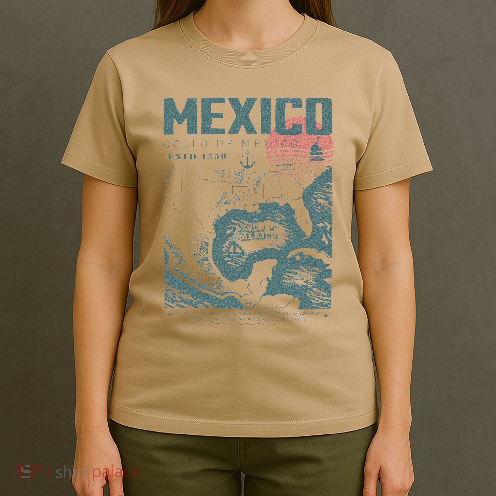 Gulf Of Mexico Vintage Map Nautical Ocean Adventure T-Shirt