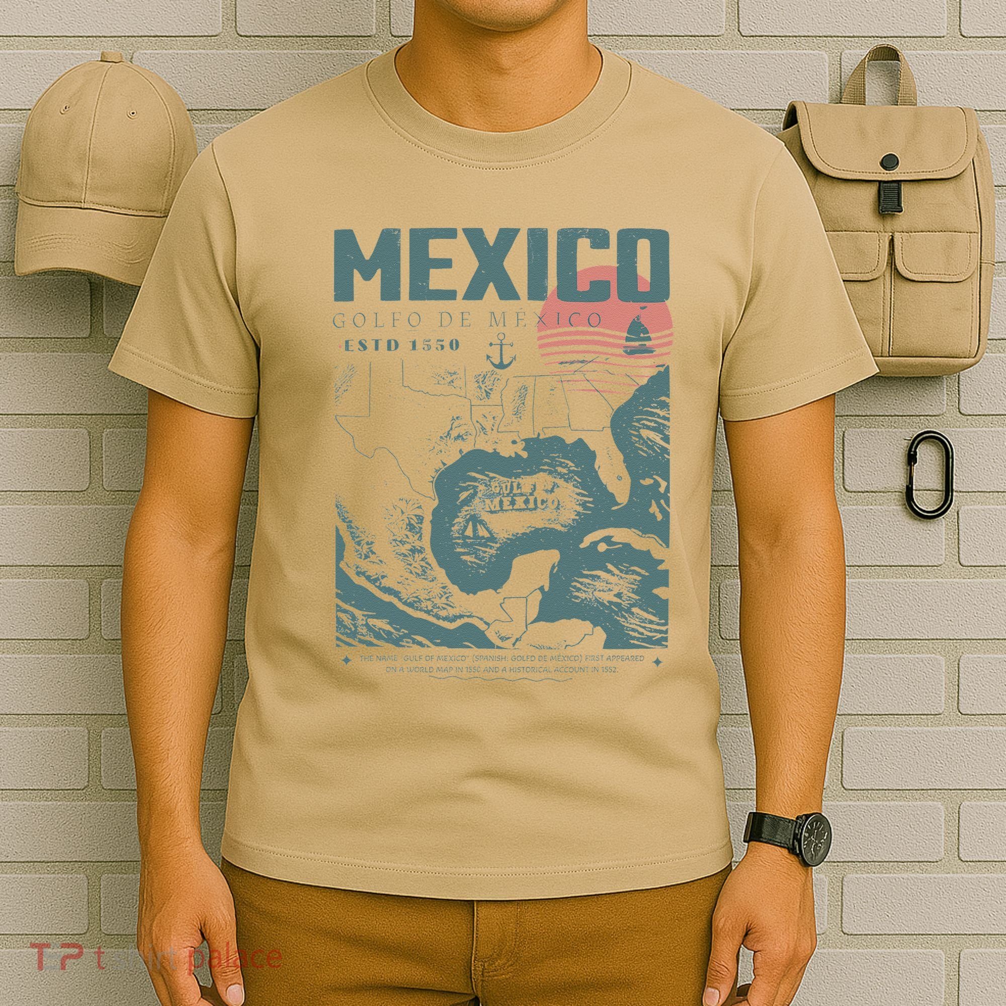 Gulf Of Mexico Vintage Map Nautical Ocean Adventure T-Shirt