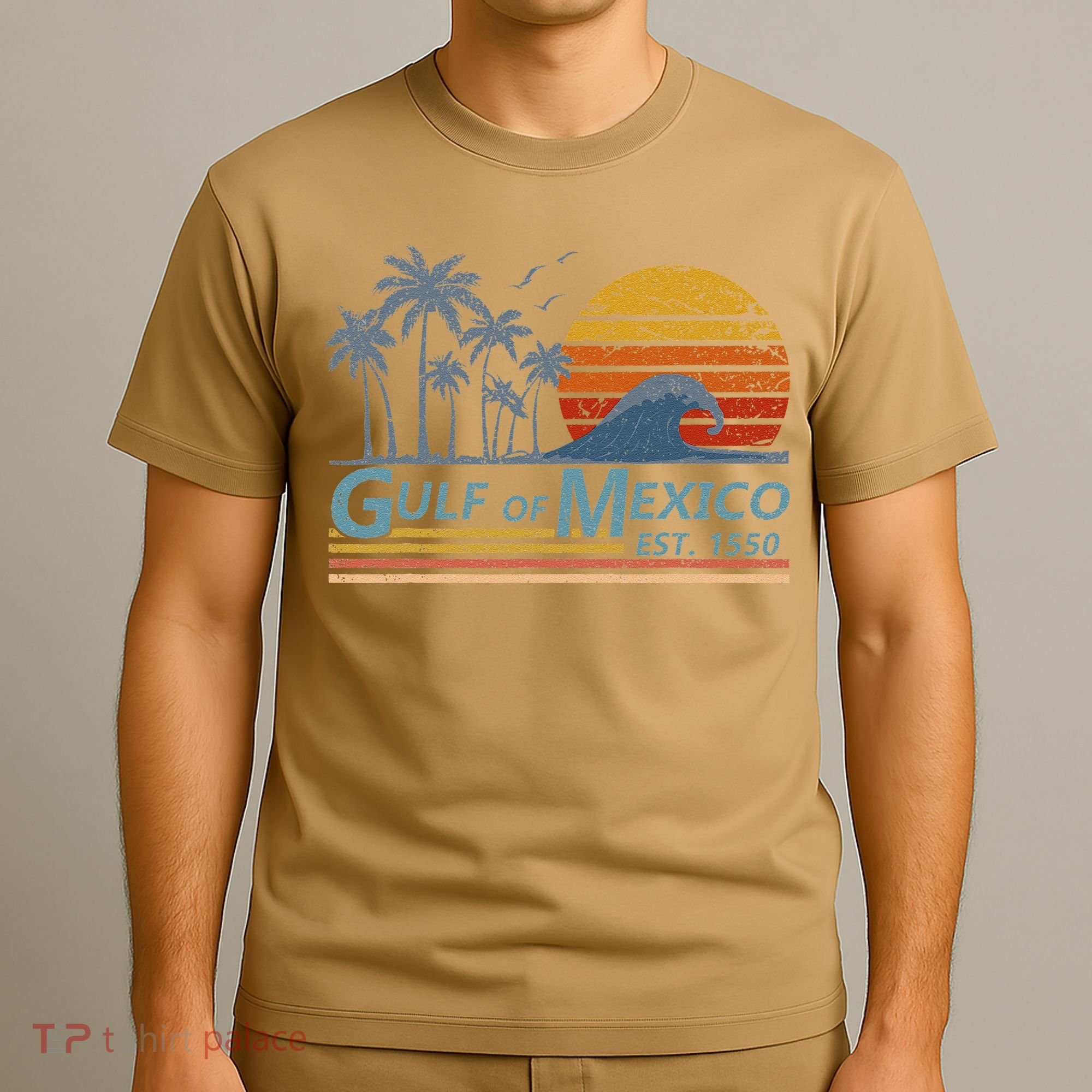 Gulf Of Mexico Retro Sunset Vintage Beach Vacation T-Shirt
