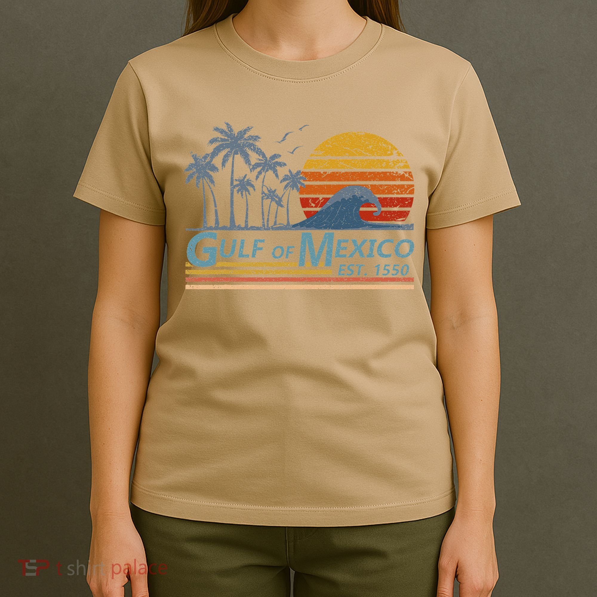 Gulf Of Mexico Retro Sunset Vintage Beach Vacation T-Shirt