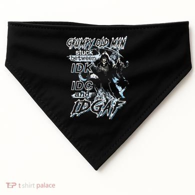 Grumpy Old Man Stuck Between Idk Idc And Idgaf USA-Made Doggie Bandana