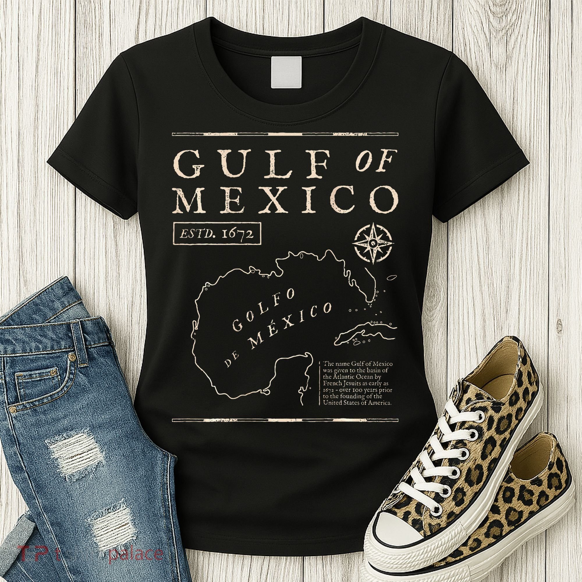 Gulf Of Mexico 1672 Historic Map De MéXico Women's T-Shirt