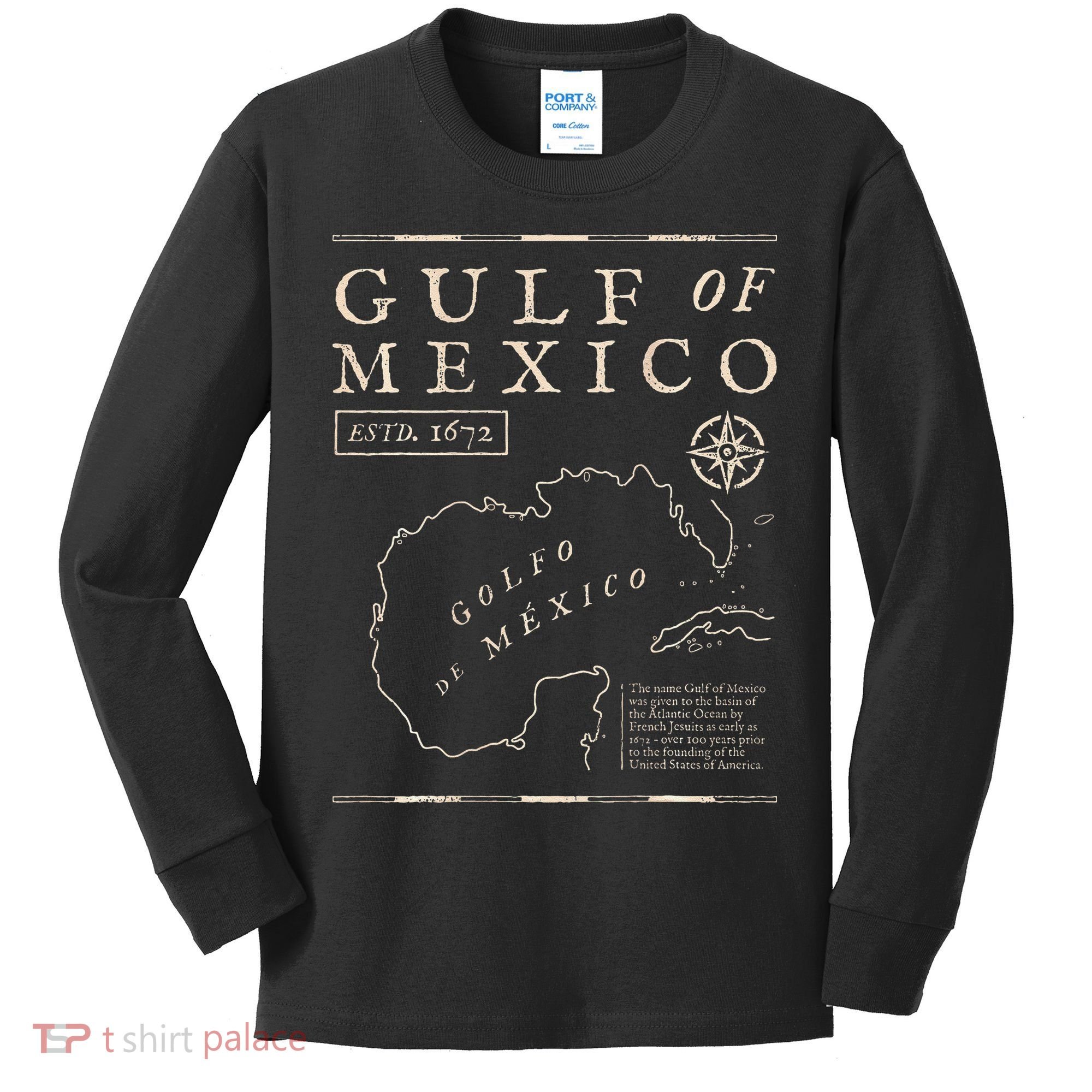 Gulf Of Mexico 1672 Historic Map De MéXico Kids Long Sleeve Shirt