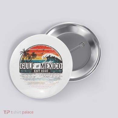 Gulf Of Mexico Retro Vintage Beach Button