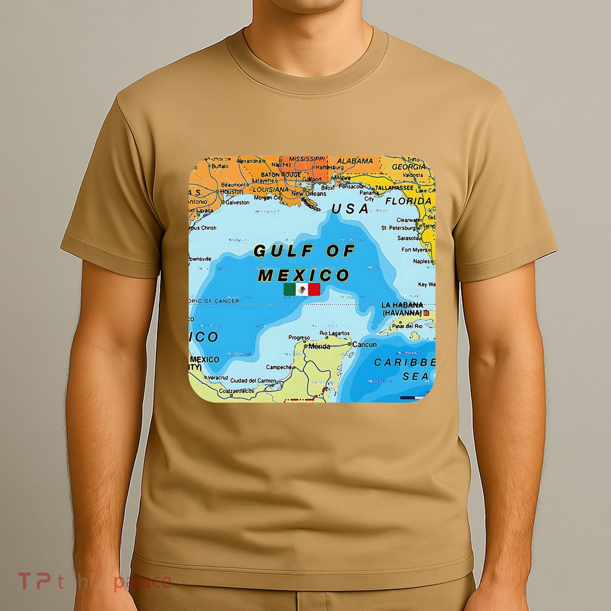 Gulf Of Mexico Map Flag Always Retro Vintage T-Shirt