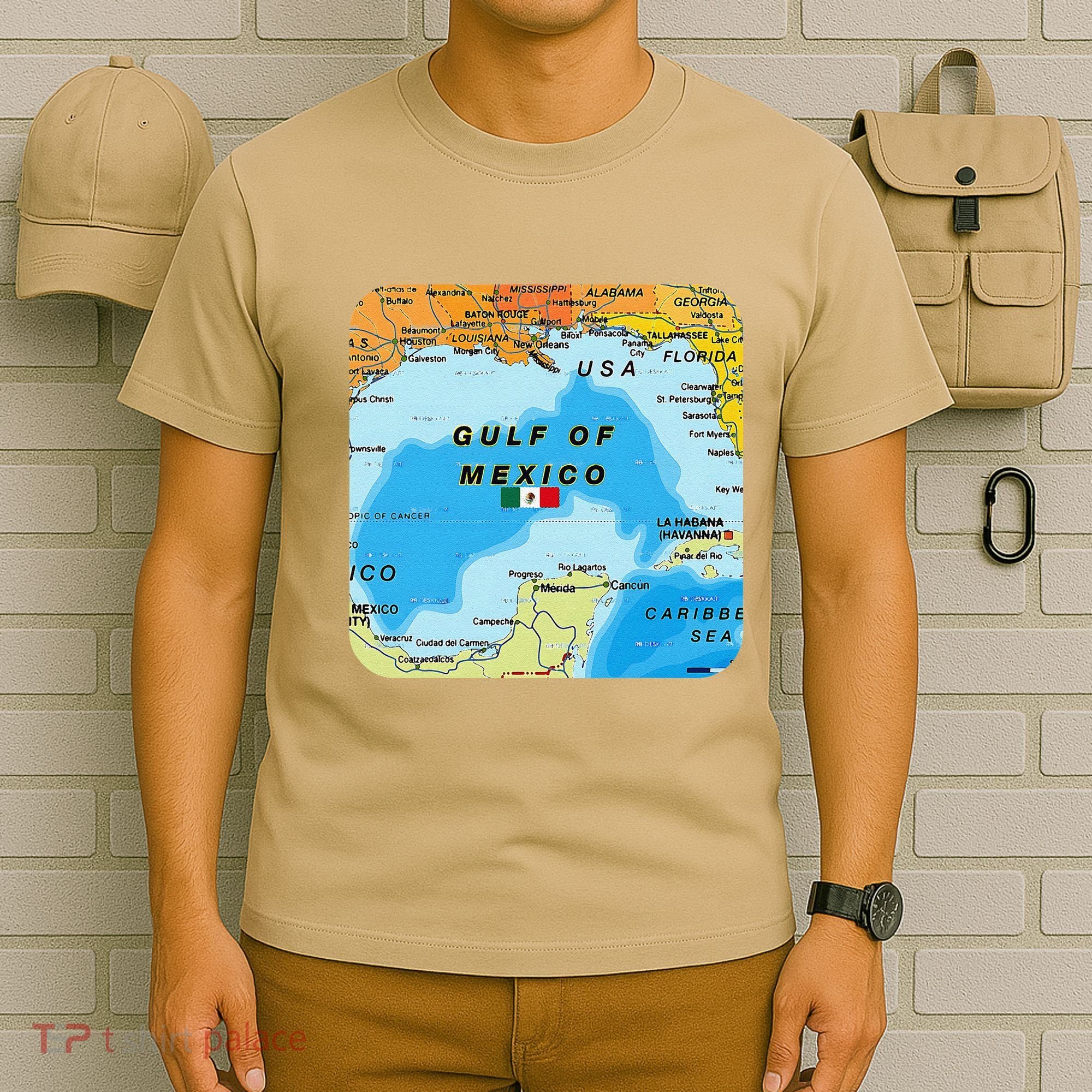 Gulf Of Mexico Map Flag Always Retro Vintage T-Shirt