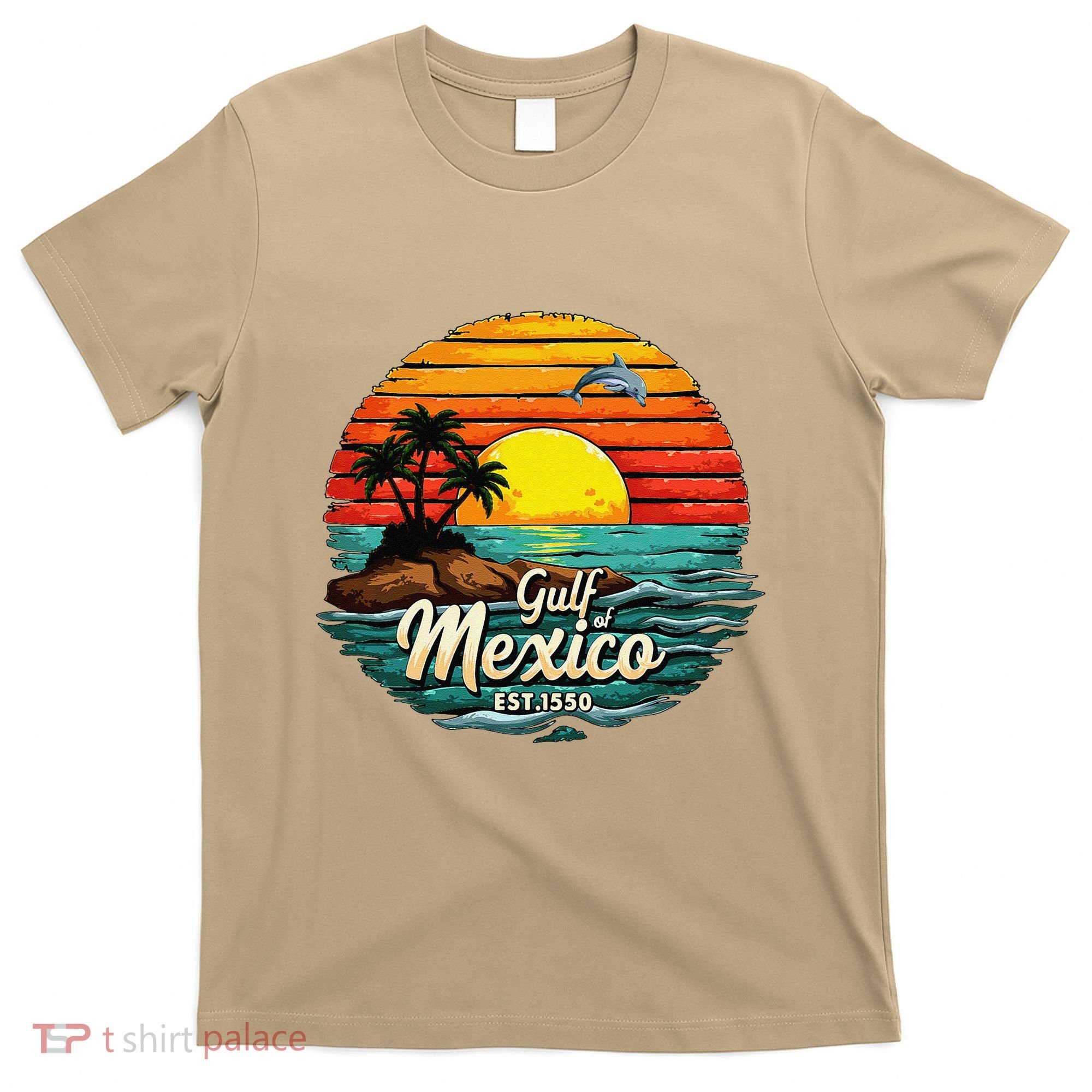 Gulf Of Mexico Since 1550 Retro Vintage Beach Palm T-Shirt