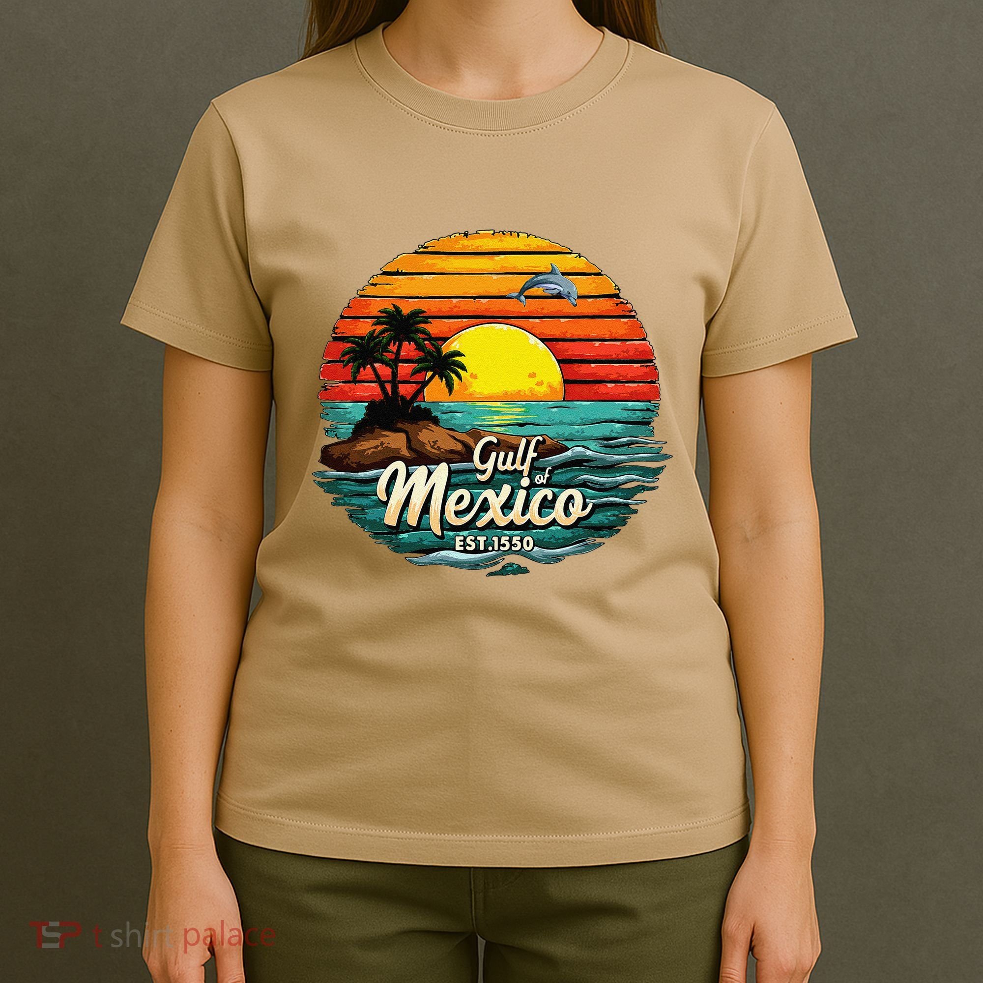 Gulf Of Mexico Since 1550 Retro Vintage Beach Palm T-Shirt