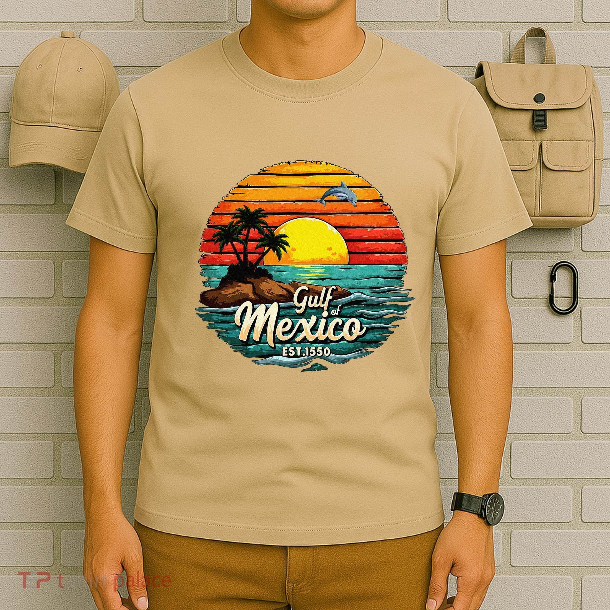 Gulf Of Mexico Since 1550 Retro Vintage Beach Palm T-Shirt