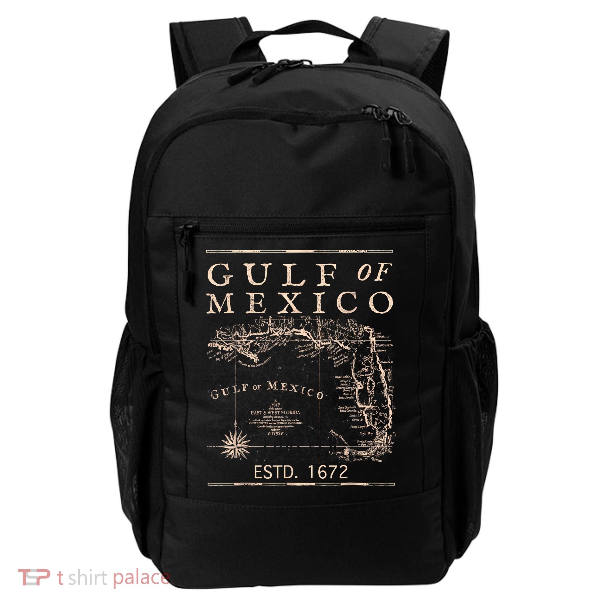 Gulf Of Mexico Since 1672 Historic Map Retro Gulf Beach Backpack